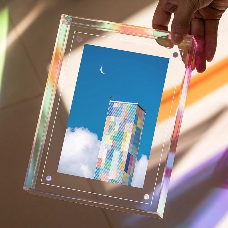Color Acrylic Photo Frame Picture Frame and Acrylic Decorative Tray - Horizontal and Vertical Formats for Tabletop/Wall Display