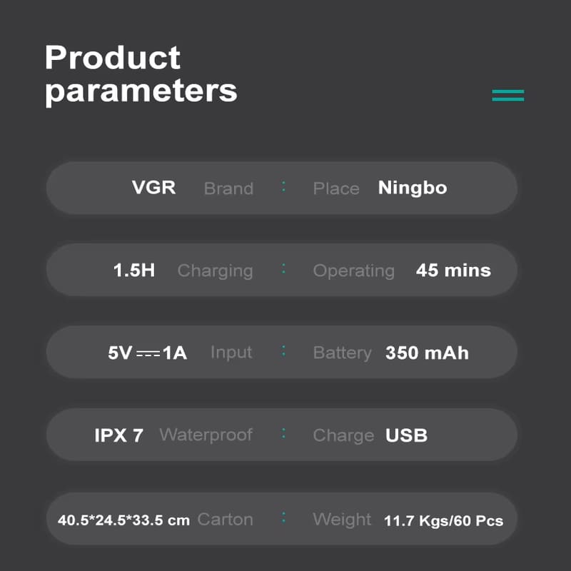 VGR  Electric Shaver Floating Double Blade Rechargeable Plug-in Dual Use Washable Travel Portable Universal Voltage Men's Sideburn Shaver