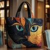 Neue gesteppte Tragetasche mit Katzenmuster Floraler Aufdruck Große Kapazität Schulter-Tragetasche Langlebige 3D-Schultertasche