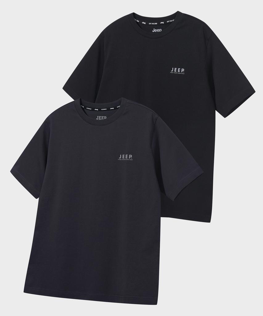 JEEP [2Pack] 190G Single Airgram Muscle Fit Short Sleeve T-Shirt (Jq5Tsu152Bk)