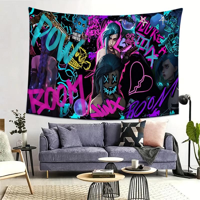 VIKAMA Cyberpunk Graffiti Tapestry Trendy Street Style Decorative Cloth Bedroom Bedhead Esports Room Decoration