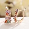 Delicate Colorful Cubic Zirconia Leaf Earrings for Women Vintage Gold Color Fine Jewelry Gift
