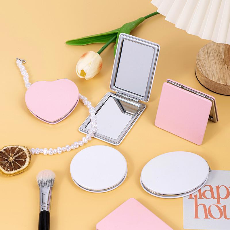 1 Piece Dual Sided Portable Heart Shaped Compact Mirrors Folding Makeup Mirror Travel Size High Definition Pocket Vanity