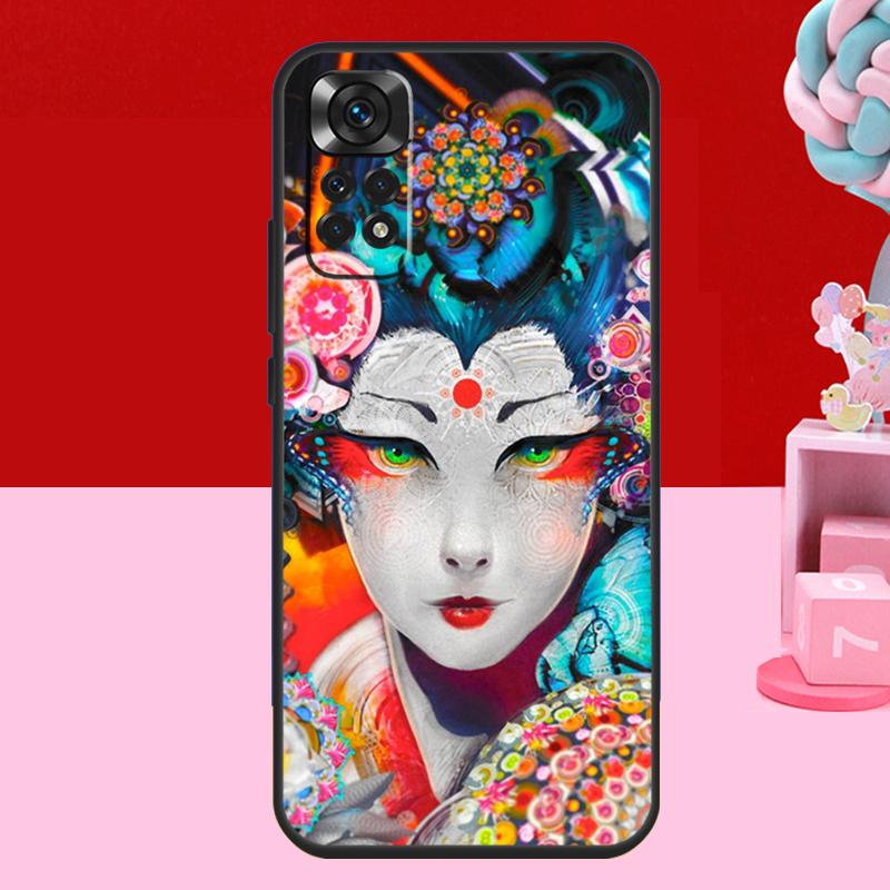 Japanese Geisha Case For Xiaomi Redmi Note 14 13 12 11 10 15 Pro Plus Redmi 15 C 13C 10C 12C 14C Soft Cover
