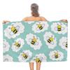 Landsbygd Honungsbin Vildblommor Tryck Sandfritt Strandhandduk för Snabbtorkande Absorberande för Pool Simning Sport Badrum Strandhanddukar