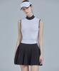 CHUCUCHU Cbess-Ts007W Mono Mock Neck Mesh Sleeveless Top