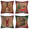 New Christmas Throw Pillow Cushion Home Decoration Short Plush Linen Printed Throw Pillow Cover