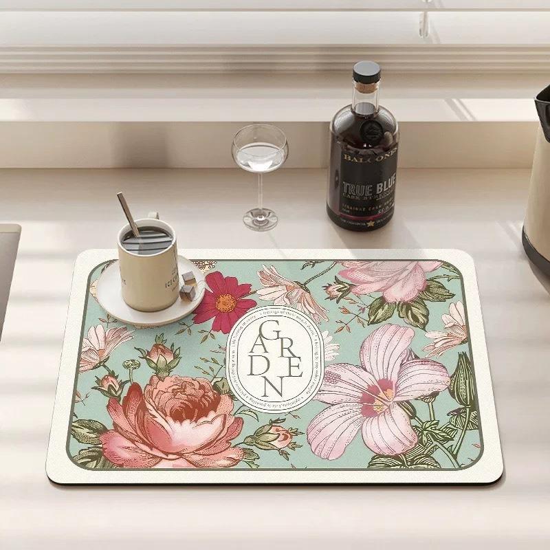 50*80CM Schlamm Absorbierend Schnell Trocknend Hitzebeständig Rutschfest Geschirrabtropfmatte Tischset Kaffeematte