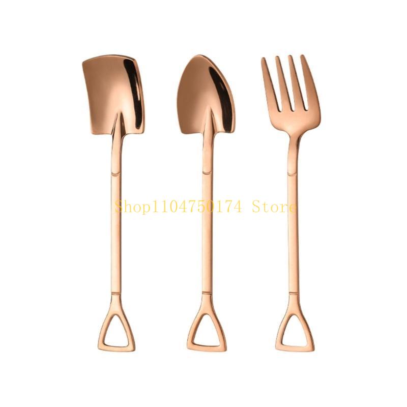 3PCS Shovel Spoons Ice Cream Dessert Spoon Tablewares Set Metal Kitchen Utensils top sale
