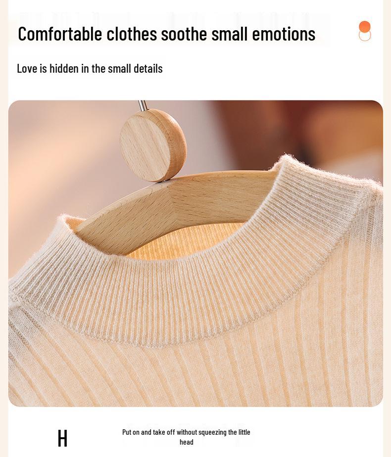 2025 A/W Kids' Ribbed Semi-High Neck Sweater - Warm Knitted Base for Boys & Girls