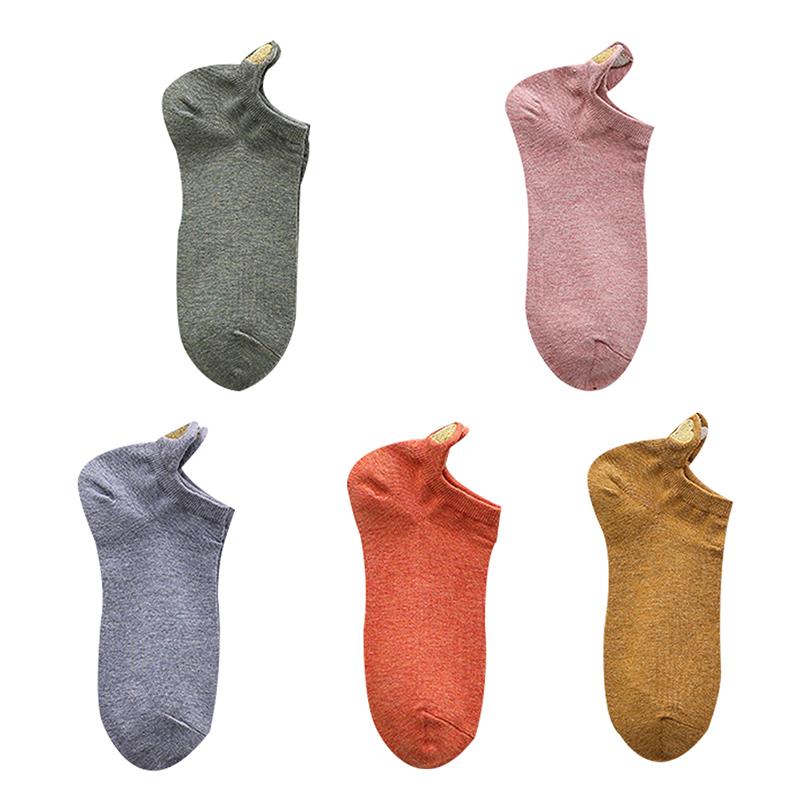 

5 пар низких однотонных носков, женские носки из шелка с вышивкой в виде сердца, хлопковые носки с принтом короны One Size