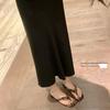 Korean Style Women's Square Toe Non-Slip Summer Sandals - Casual French Thong Flip-Flops for Outdoor Wear