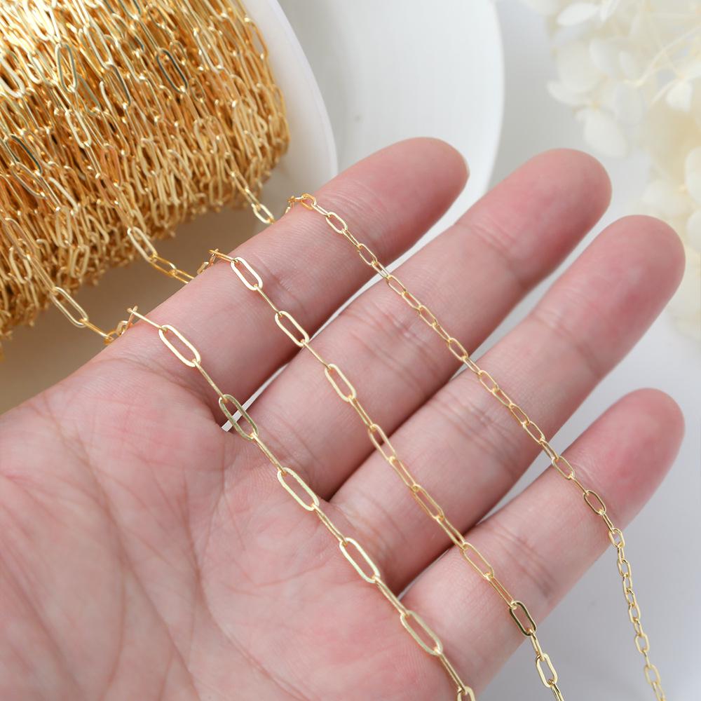 14K Gold-Filled O-Link Paperclip Chain Tassel Bracelet DIY Handmade Necklace Jewelry Materials