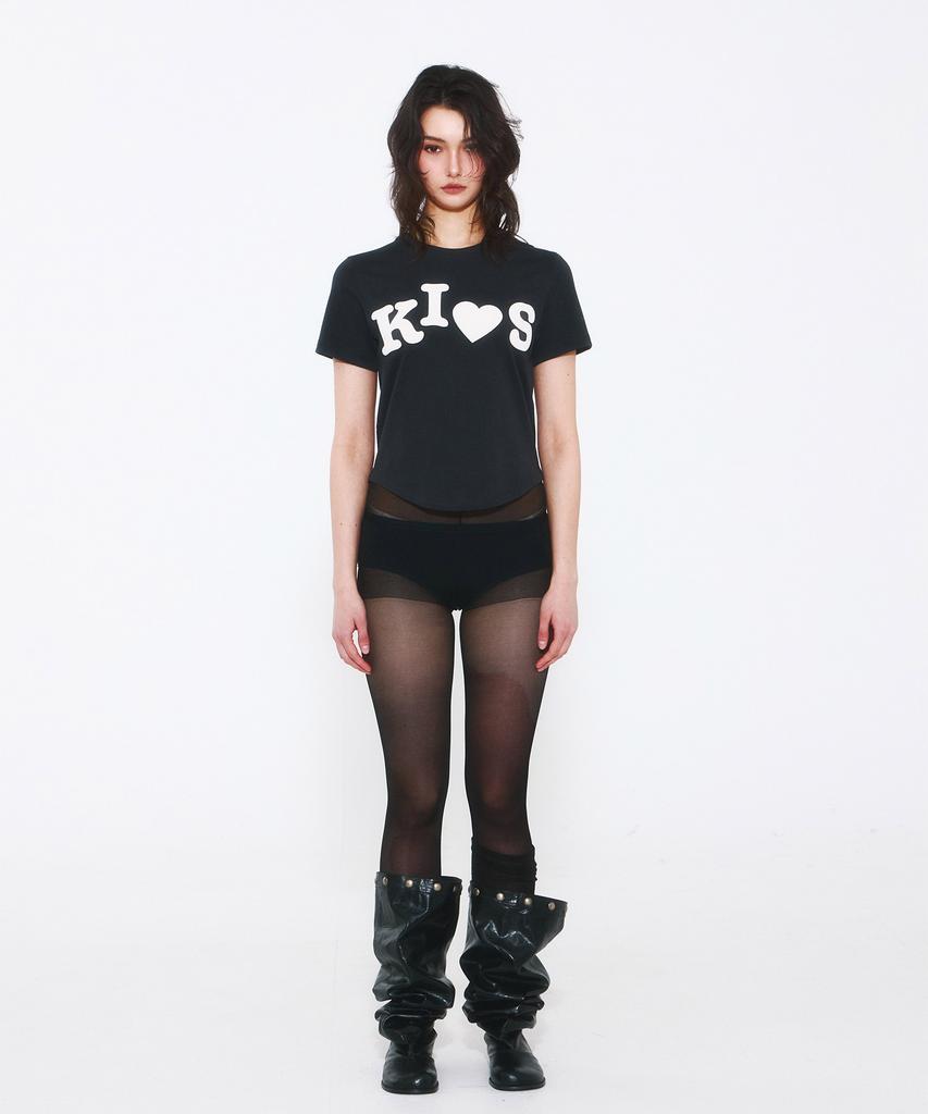 Kimseupeulesikoteunmakes Bumpy Kiss Logo T-Shirt Charcoal