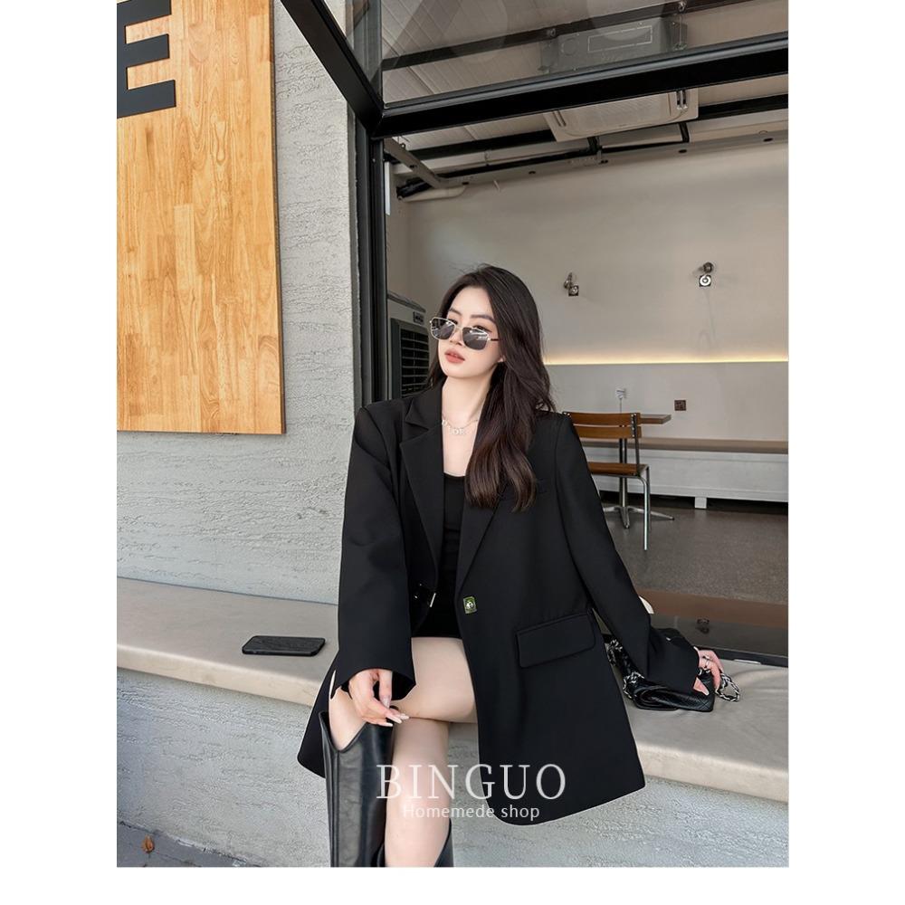 Women's Turn Down Collar Long Sleeve Loose Fit Blazer Oversized Casual Blazer Jacket