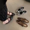 Women Design Silver Mary Jane Half Slippers Pointed Toe Sandals 2025 New Flip Flops Summer Casual Dress Mules Flats Shoes Slides
