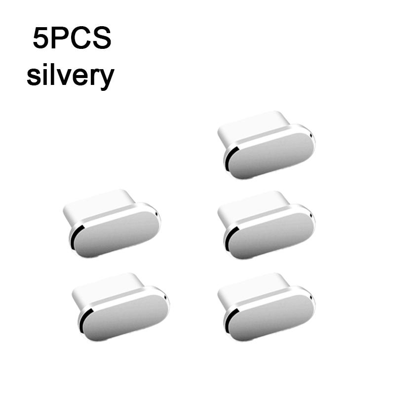 1/2/5pcs Metal Type-C Silicone Dust Plugs Phone USB Port Protector Anti-dust Plug Cover Cap for Samsung Huawei Xiaomi Tablet2