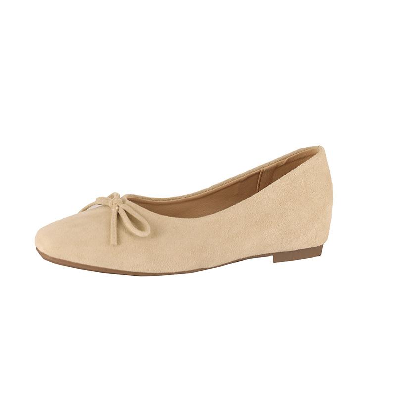 

Туфли Мэри Джейн с французским бантом и квадратной головкой, женские, 2025, новые, ретро, универсальные, с одной педалью, легкие, с горлом, для поездок на работу 35 бежевый