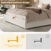 Upholstered Bed, 180*200cm, Hydraulic Functional Bed with Slatted Frame, Headboard and Large Storage Space, Solid Wood Bed Legs, White Bouclé