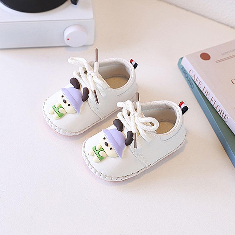 

Spring and Autumn Baby Toddler Shoes Soft Sole Men and Women Infants 3-6-12 Months Cartoon Lace-up Shoes 13 белый