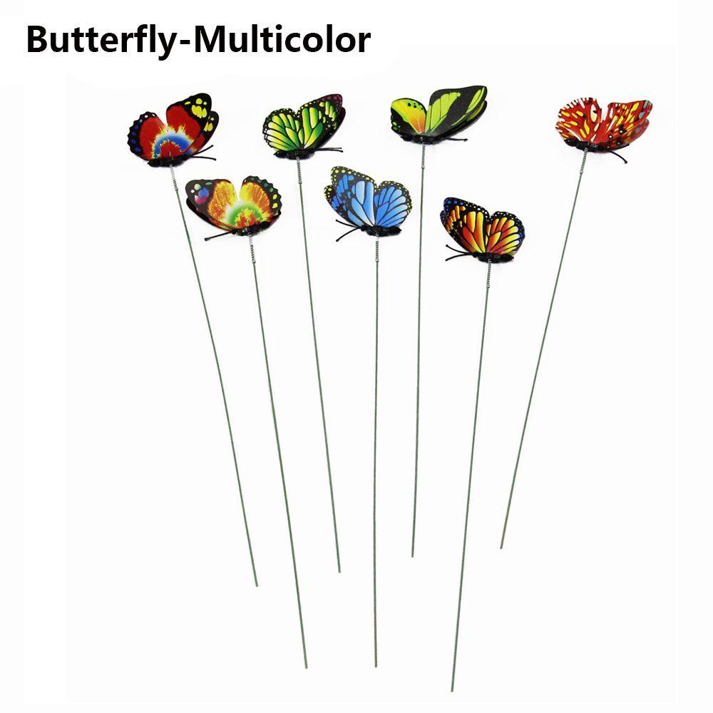 5/10PCS 3D Garden Decor Lawn Ornament With Stem Artificial Dragonfly Thin Stick Simulation Butterfly