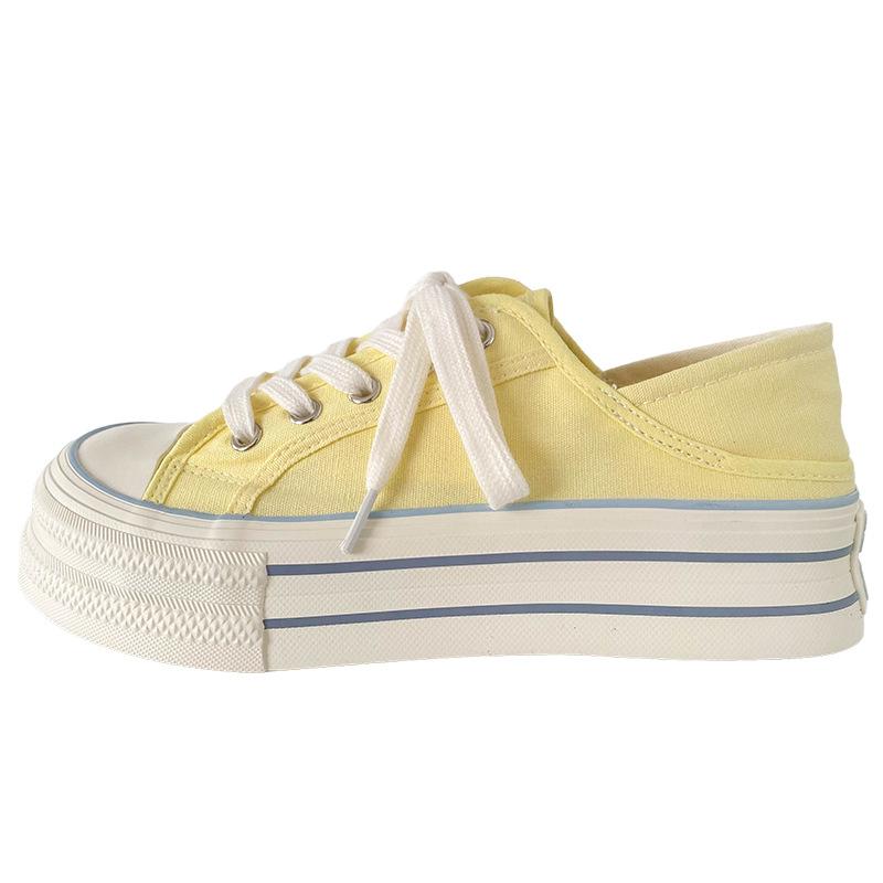 

1195 two pairs of platform canvas shoes women s shoes are breathable in summer, one pedal, lazy half-drag, white shoes, board shoes, casual shoes 40 лимонно-жовтий колір