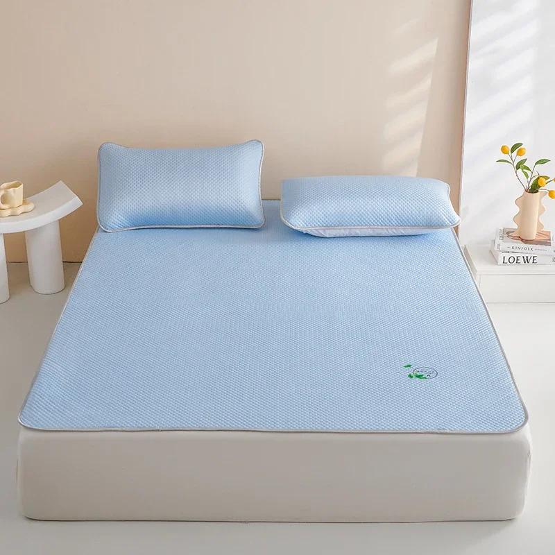 Kühles Gefühl Seide Minze Wassermolekül Kühlmatte Sommer Kühl Bettbezug Antibakteriell Atmungsaktiv Spannbettlaken(Mit Kissenbezug)