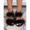 New Summer Fairy Style Colorful Fur Slippers Women's Flat Bottom Fits Outside To Wear Flip Flops Large Size