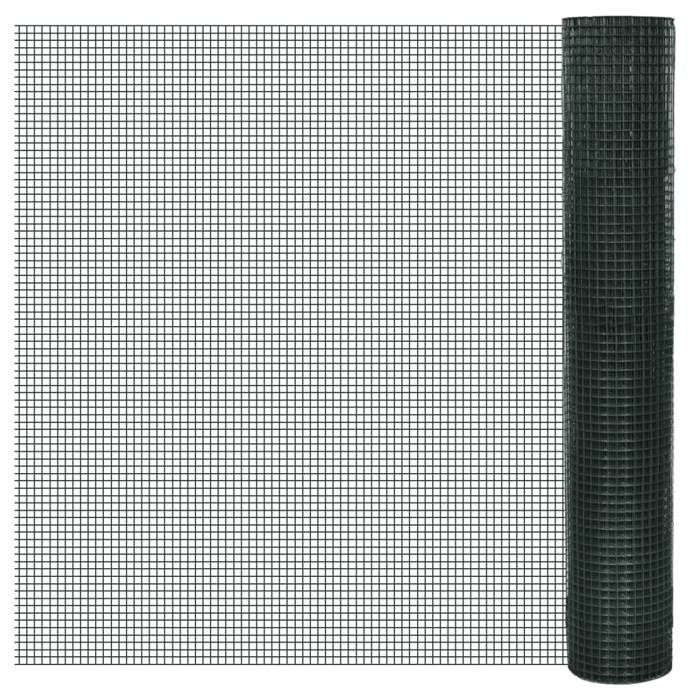 VidaXL Grillage Acier galvanisé et revêtement en PVC 25 x 1 m Vert, clôture, barrière,, clôtures, barrières 140439