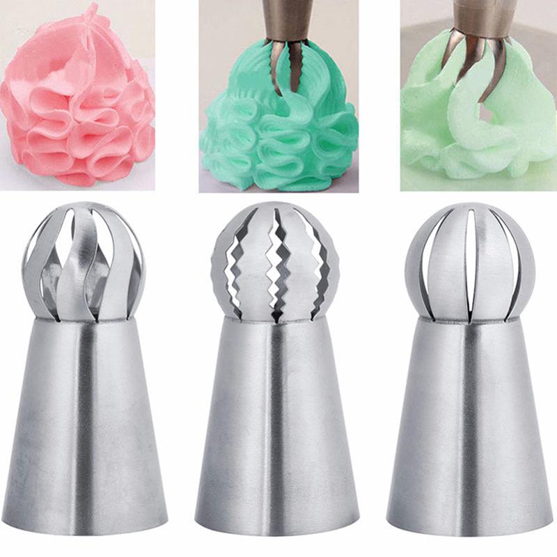 3Pcs Flower Icing Piping Nozzles Tips Pastry Cake Diy Baking Tool