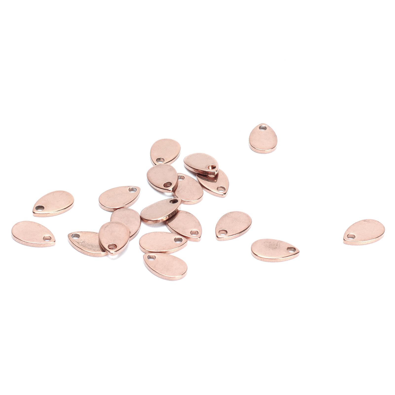 

20pcs Stainless Steel Teardrop Pendant DIY Dog Tag with Hole Set Jewelry Making AccessoryRose Gold 5 x 8mm