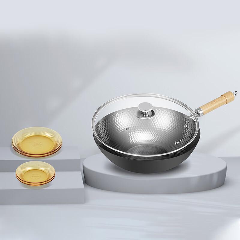 EKCO Extreme Iron Wok and SN Crystal Dinnerware Set