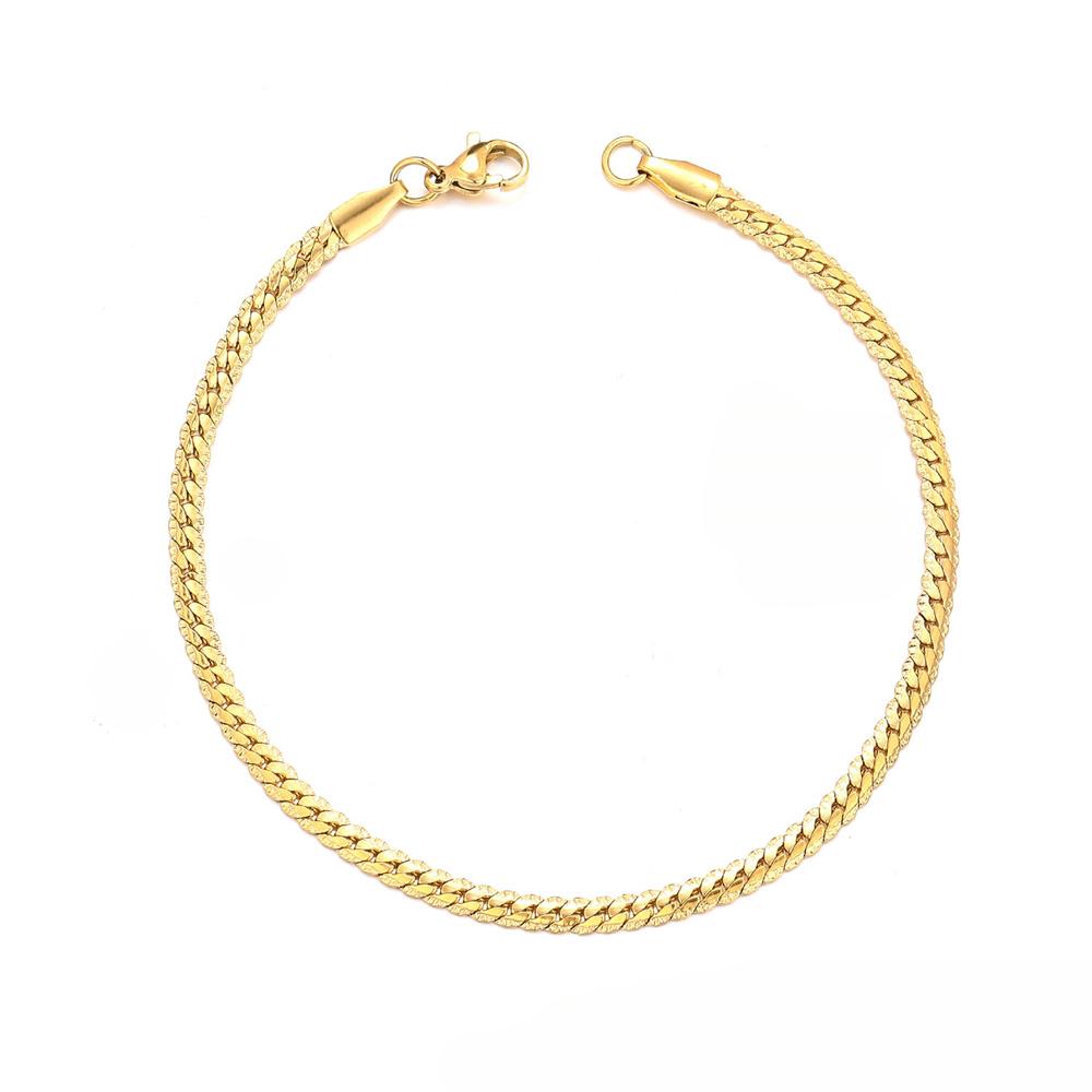 Punk Flache Schlangenkette Armband 3mm Gold Silber Farbe Edelstahl Prägung Handketten für Männer Frauen Mode Schmuck Geschenk