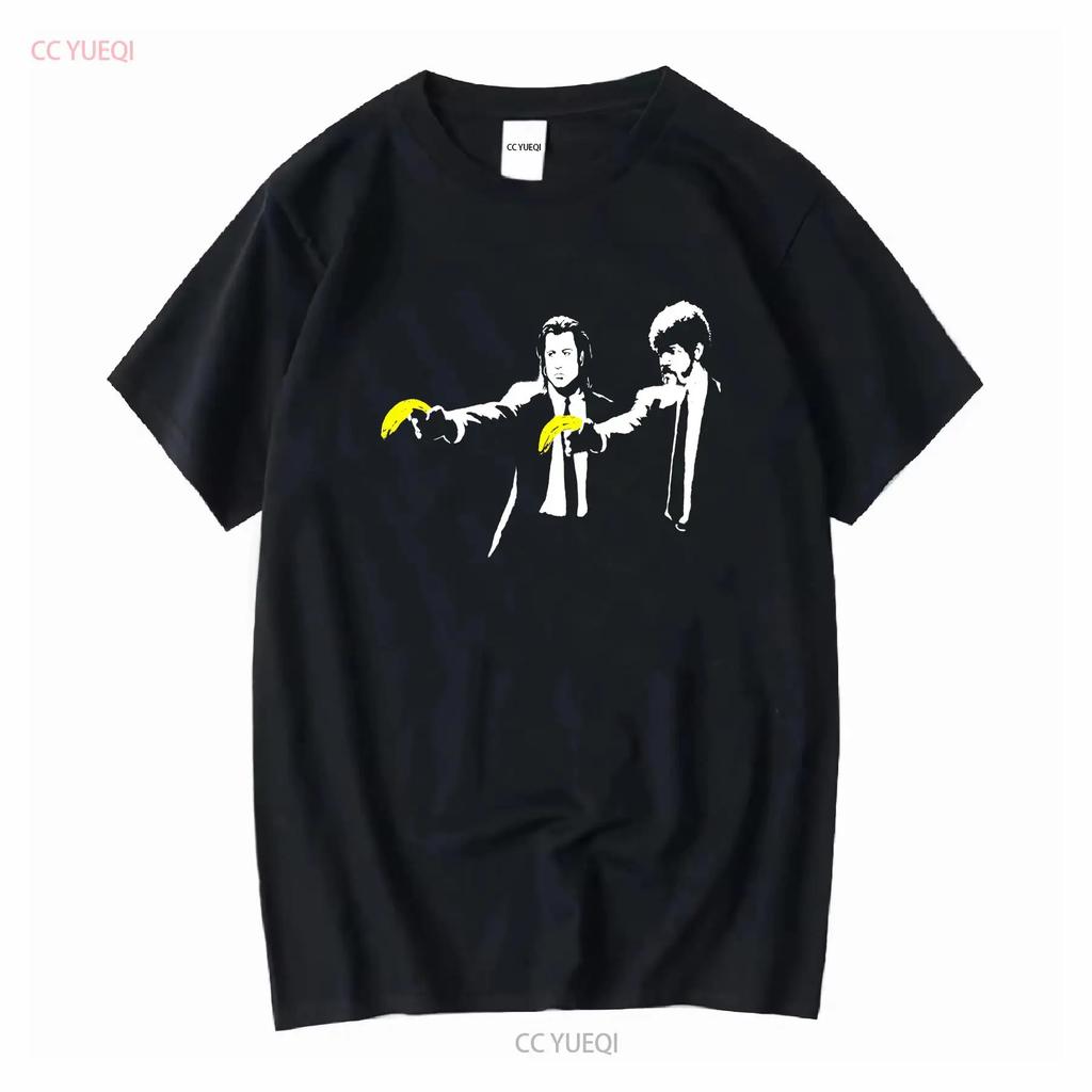 BANKSY PULP FICTION WOMENS T SHIRT Sizes Small to XL long or short sleeves vintage Washed designer clothes Unisex Comfortable