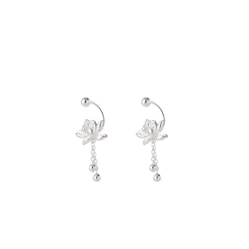 925 Silver Lotus Tassel Earrings - Anti-allergy, High-End 2025 Summer Style