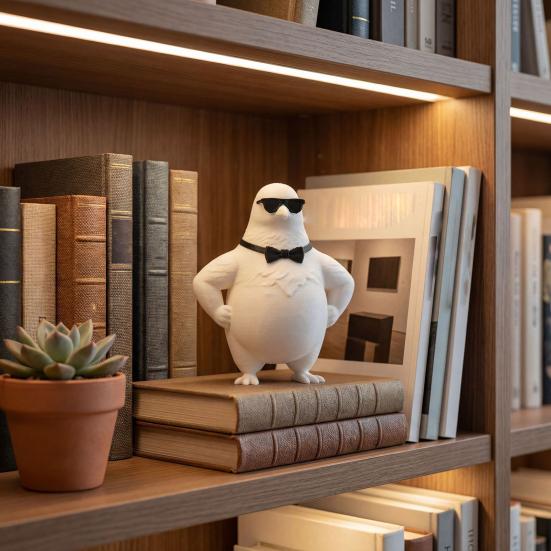 Funny Sunglasses Sparrow Figurine 3D Printed Cool Bird Statue Novelty Animal Desktop Ornament for Home Office Decor
