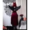 KALAOK Witch Cosplay Angel Halloween Costume 4-Piece Set Dress Wings Headband Wand Twin Coordination Event Party Black Red White School Festival