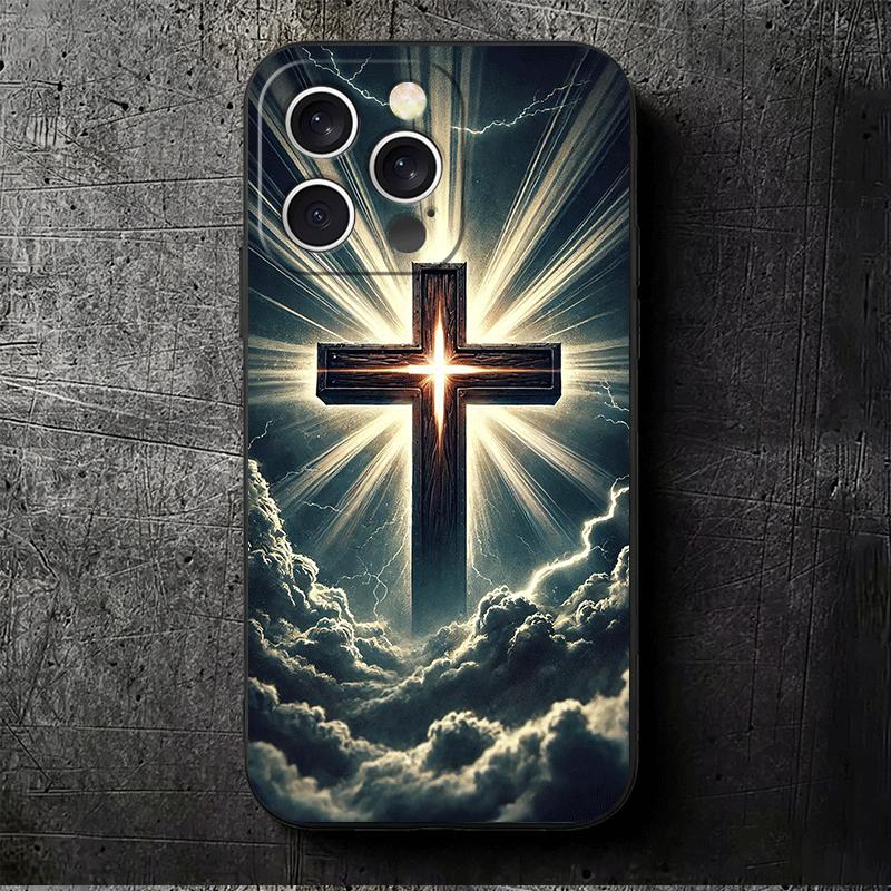 God Jesus Pray Cross Bible Soft Phone Case for iPhone 16 16E 17 Air 15 Pro Max 14 Plus 13 Mini 11 12 7 Black Cover Back Shell