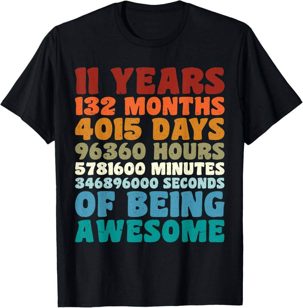 Funny 11th Birthday 11 Years Old Grow Retro 132 Months Gift Unisex T-Shirt