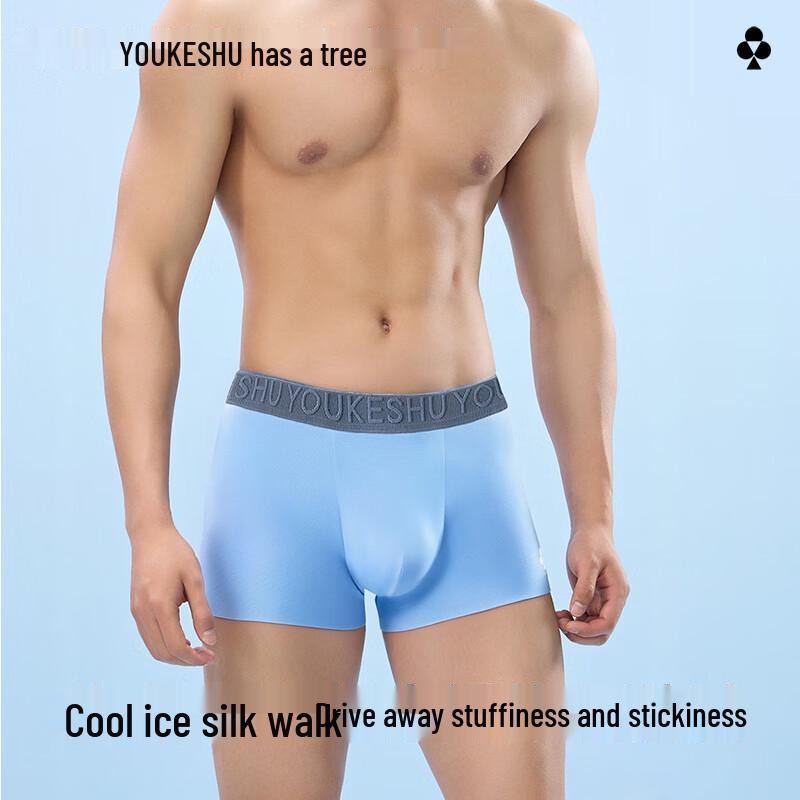 Youkeshu Men's Ice Silk Antibacterial Boxer Briefs