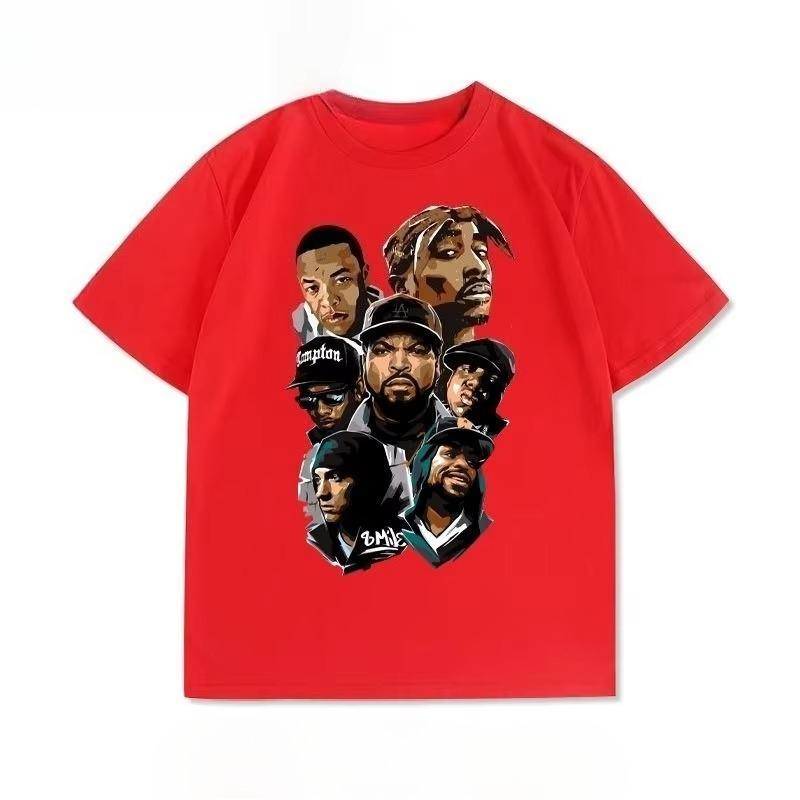 West Coast Rap Eminem 2PAC Dog Brother Rock Hip Hop  Cotton Short Sleeve TShirt Mens and Womens Casual Cotton Top