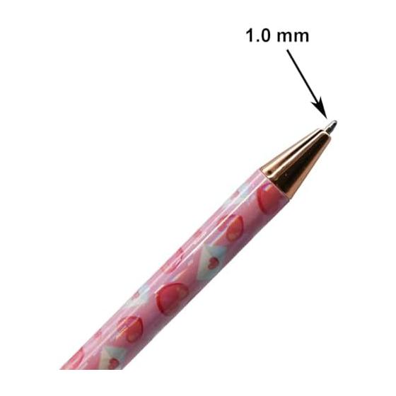 Maydahui Stylish Color Heart Click Ballpoint Pens Set of 8, 1.0mm Black Ink Cute Love Wing Pens for Writing, Women, Kids, Students, Christmas,