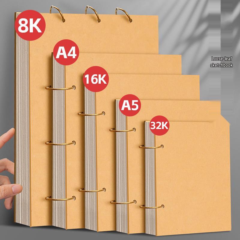 Thick Hardcover A5 Side-Opening Sketchbook, 60 Sheets, 16K/32K Drawing Book, A4 Loose-Leaf Art Book A5 Sketchbook/75 Sheets Side-Opening