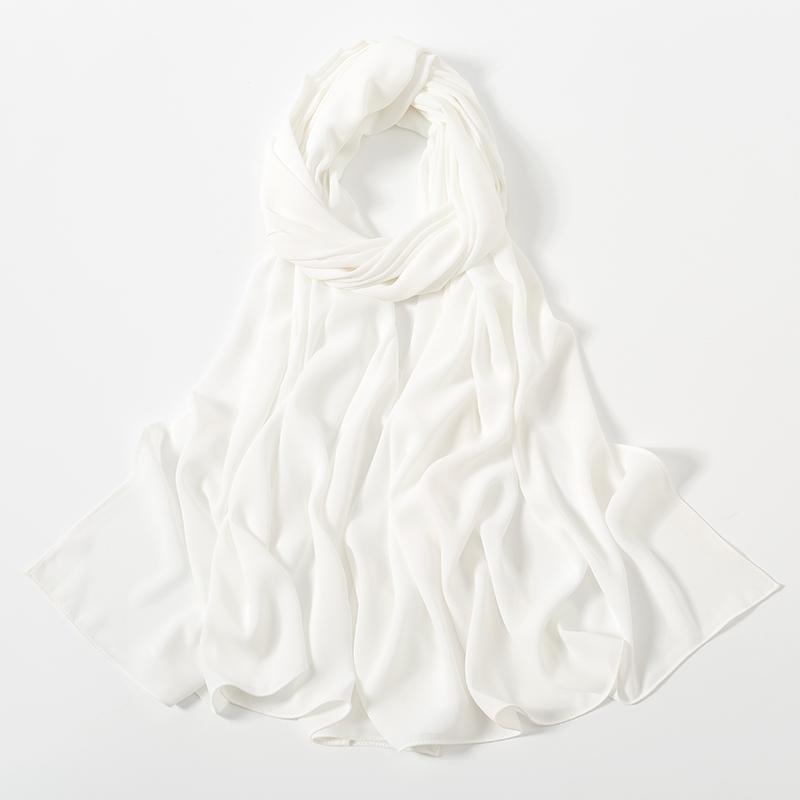 Women Heavy Chiffon Hijab Scarf Premium Chiffon Muslim Hijabs Plain Good Stitching Maxi Wrap Solid Color Musulman Femme Shawls