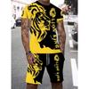 Summer Men Short Sleeve+ Shorts 2PCS Set Cool The Lion King 3D Print Kid T-Shirt +Drawstring Short Set Men's Set Clothing