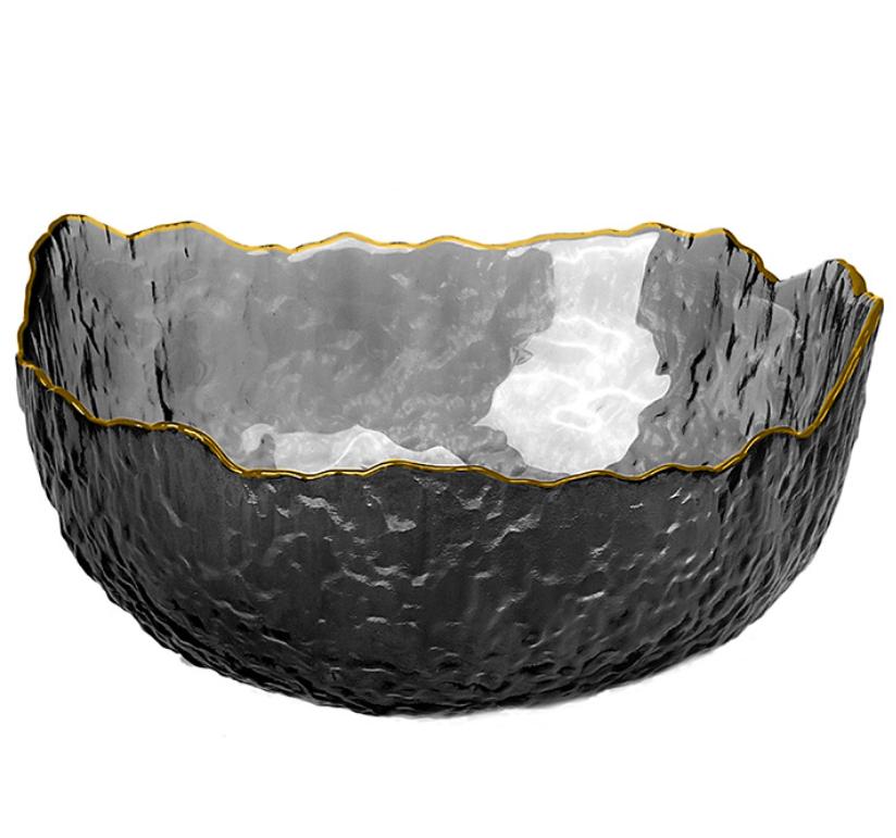 Japanese Transparent Glass Large Salad Bowl Home Fruit Soup Bowl Dessert Bowl 4.5 inch серый