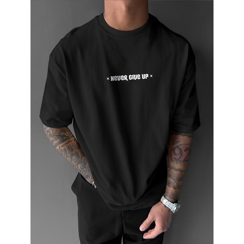 European Sizes Men'S Graphic T-Shirt |  Motivational Print with Winged Design | Casual Summer Crew Neck Tee with Slight Stretch Fabric