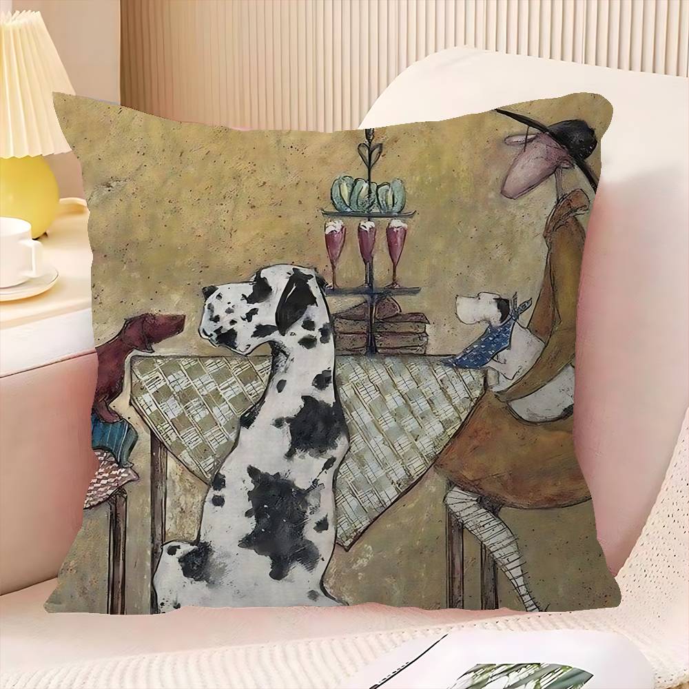 Sam Toft Konst Abstrakt Landskap Kärlek Hundar Kuddfodral Tecknad Gåva Kuddöverdrag Sovrum Hem Soffa Stol Sits Dekor Kuddvar