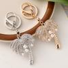 Coconut Tree Crystal Pearl Keychain Golden Color Key Ring Women's Bag Pendant Souvenir Gift Hawaii Beach