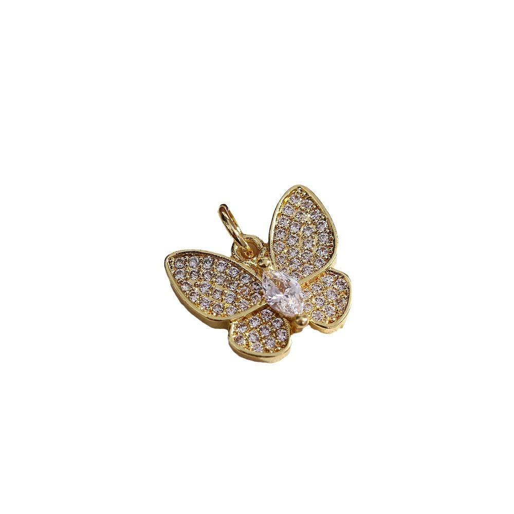 Gold Diamond Butterfly Copper Pendant, Opal Jewelry Accessories Diy Necklace Pendant Pendant Pendant